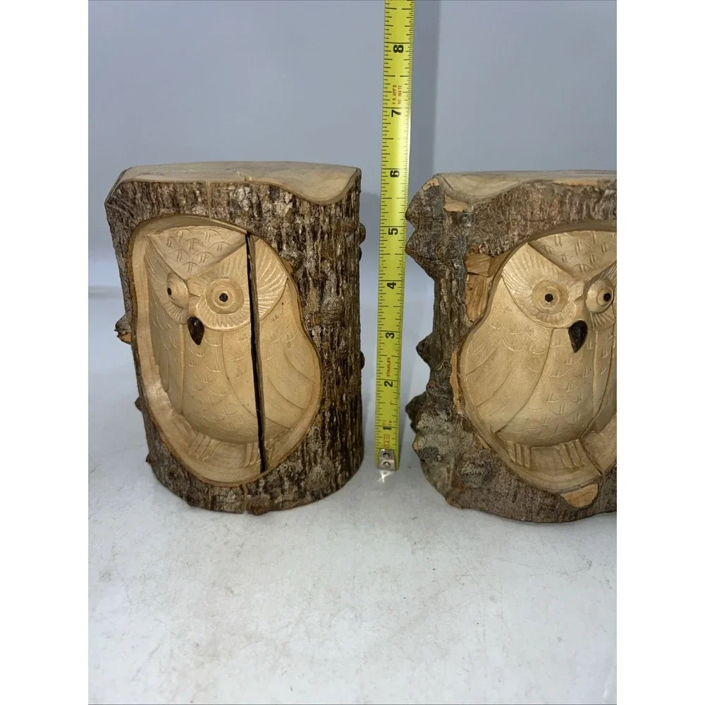 Owl Carved in Split Tree Branch Log 6
